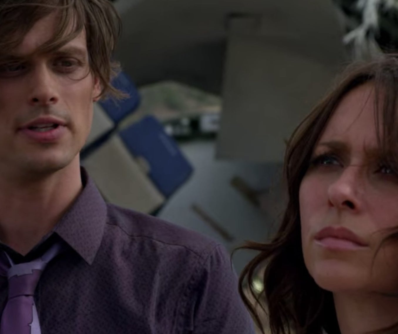 Spencer Reid from Criminal Minds looking at a person