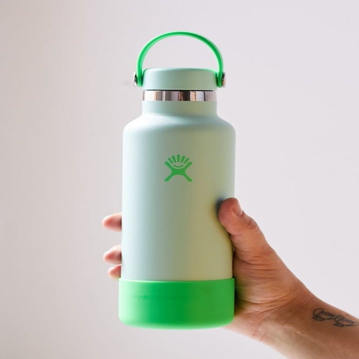 A green hydroflask water bottle 