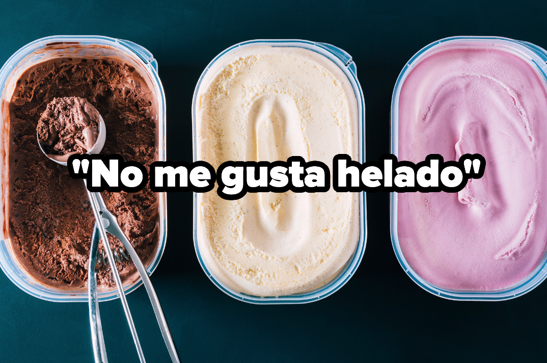 Ice cream with the words &quot;no me gusta helado&quot;