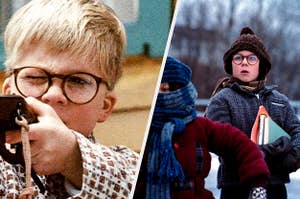 Split image of Ralphie from A Christmas Story 