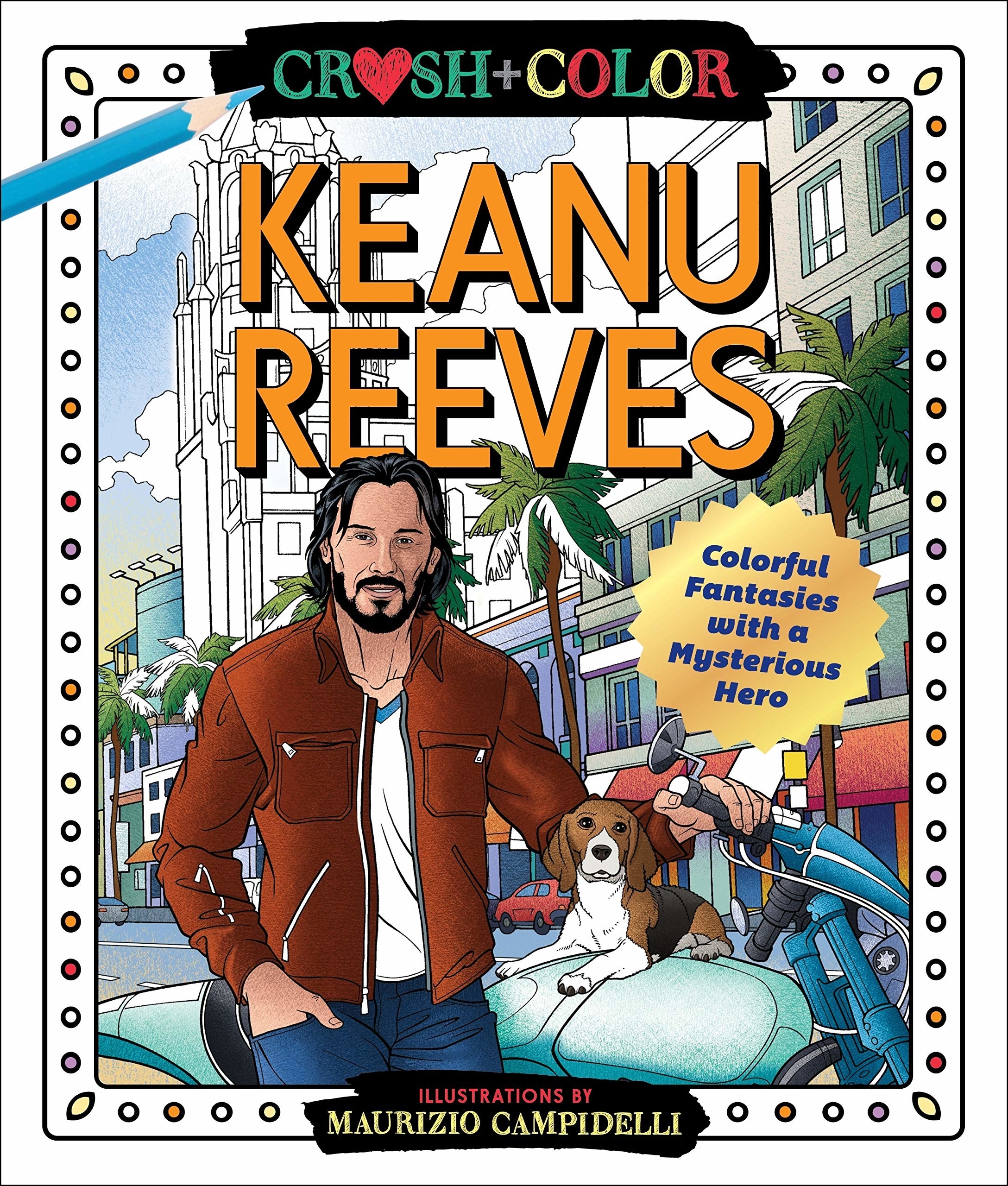 The front cover of a Keanu Reeves colouring book