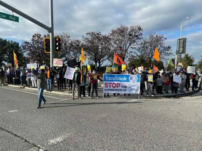 Sikhs rallying outside the Facebook headquarters