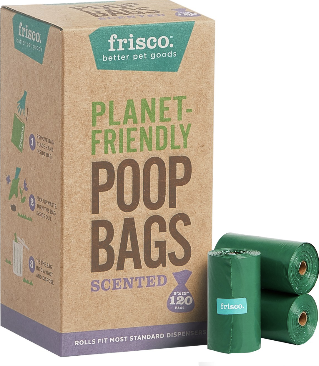 Bag of scented poop bags in green 