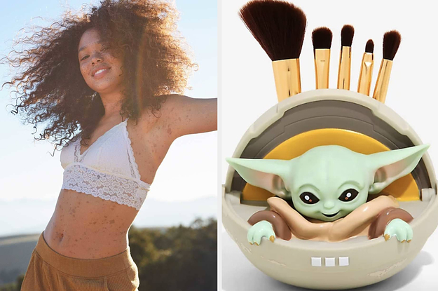 bra and baby yoda makeup holder