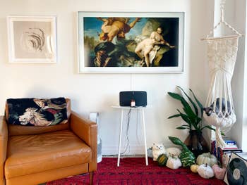 BuzzFeed Editor Mal Mower's framed tv hanging in her home