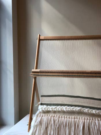 Another angle of Chelsea Stuart's weaving loom