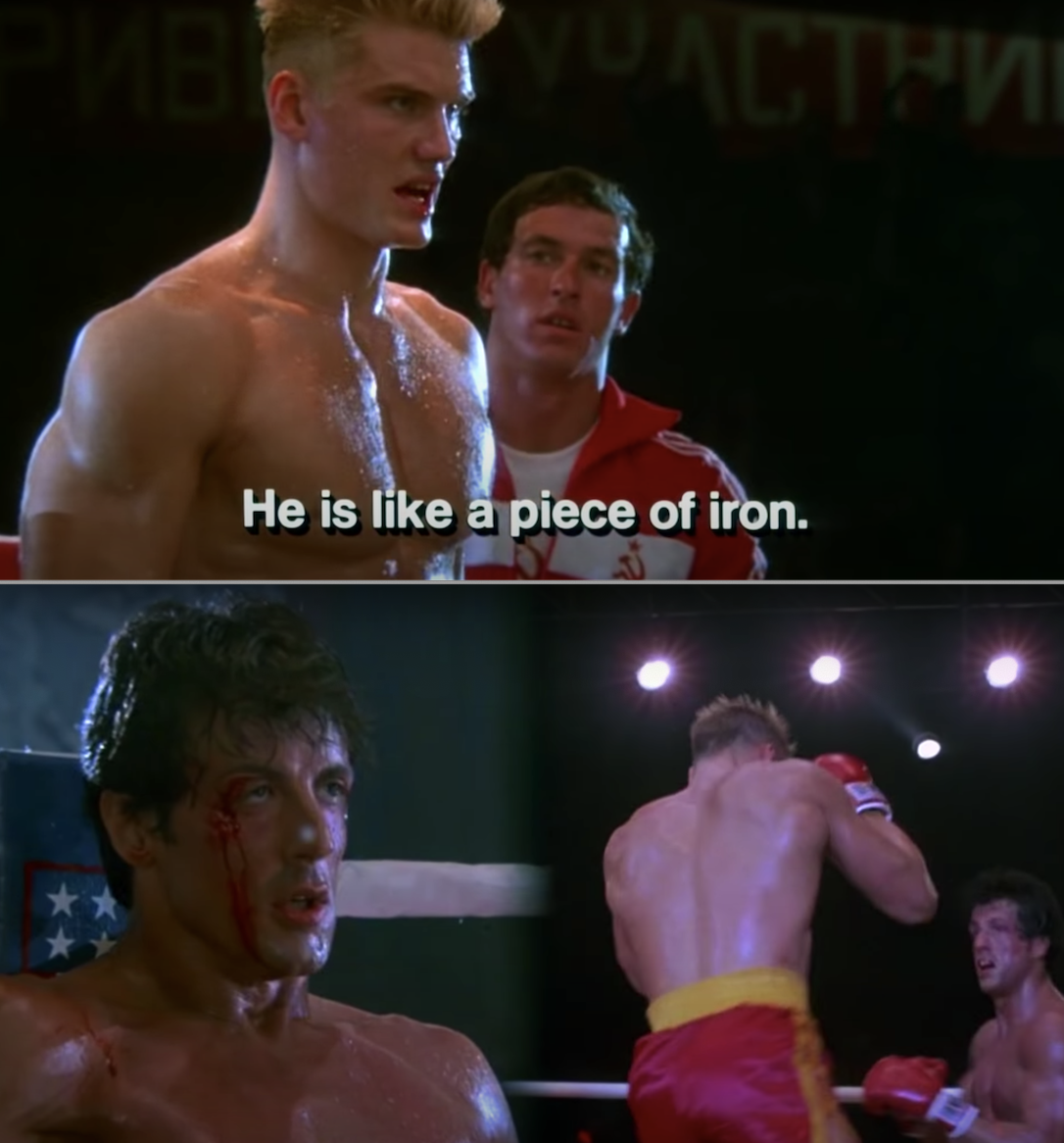The end fight of Rocky vs. Drago in &quot;Rocky IV&quot;