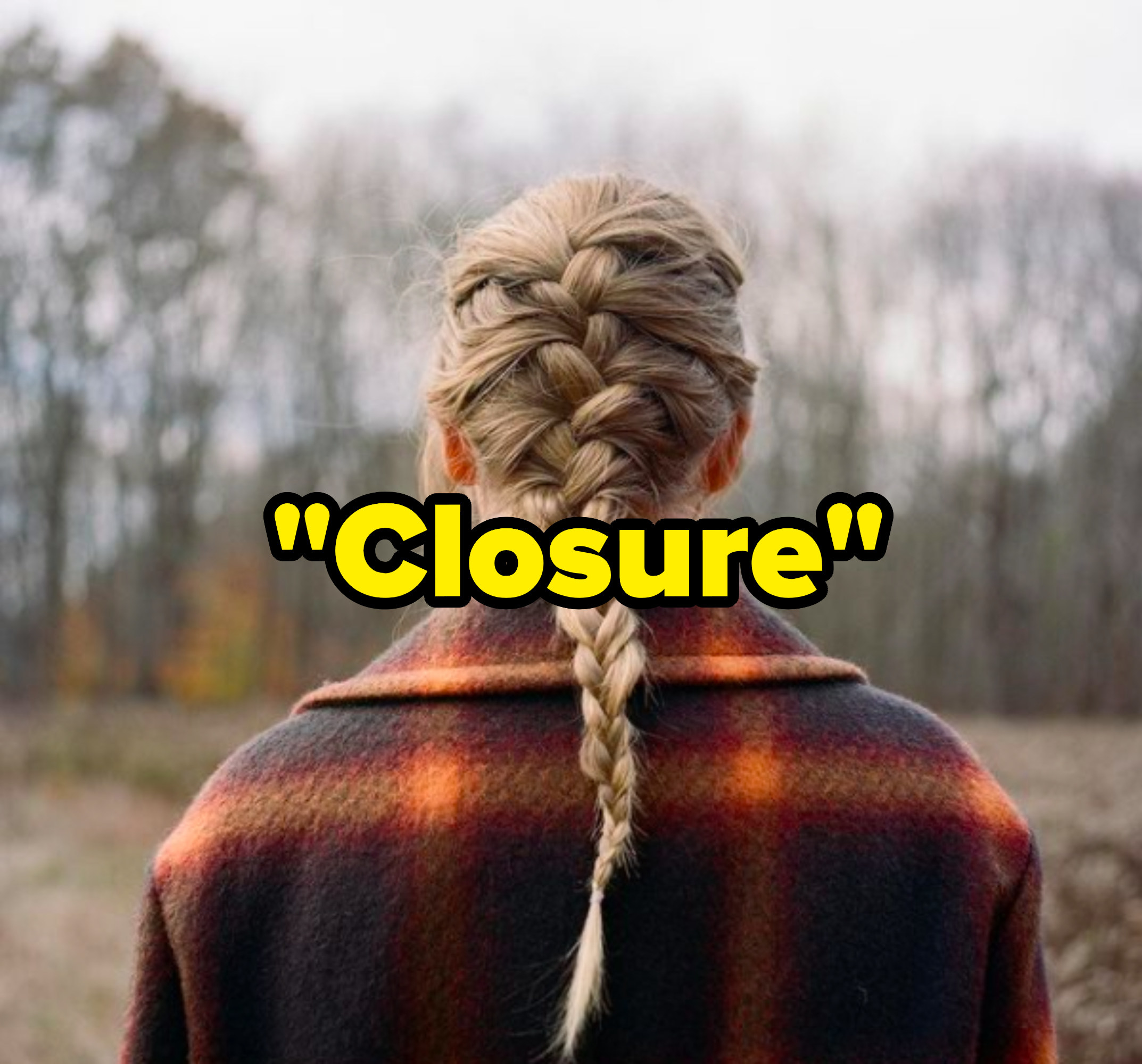 "Closure" written over the "Evermore" album cover
