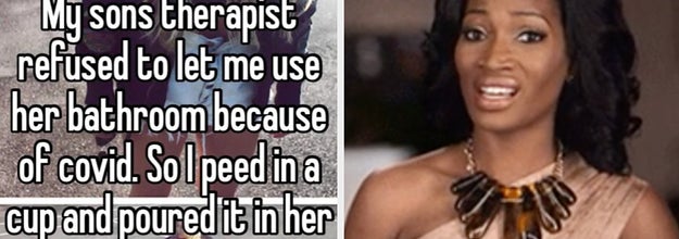 A woman looking disgusted at a post that says 