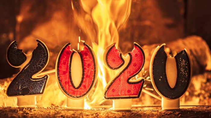 2020 candles on fire