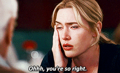 Kate Winslet/Iris rubs a hand against her face and says &quot;oh you&#x27;re so right&quot;