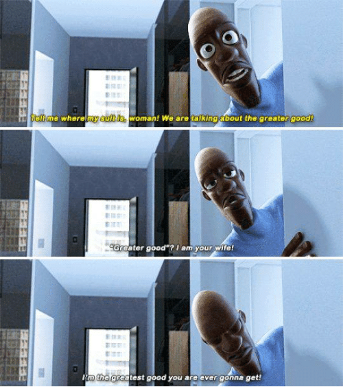 Frozone asking his wife for his super suit