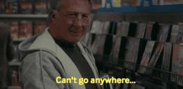 Dustin Hoffman shakes his head in Blockbuster and says &quot;Can&#x27;t go anywhere...&quot;