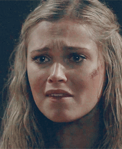 Clarke with tears in her eyes