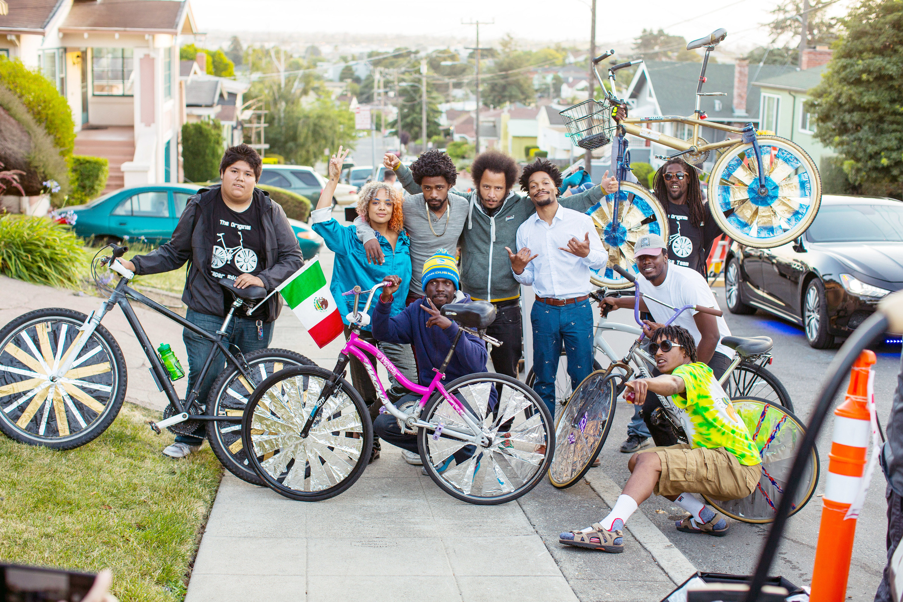 Stanfield, Thompson, and Riley on the set of &quot;Sorry to Bother You&quot;