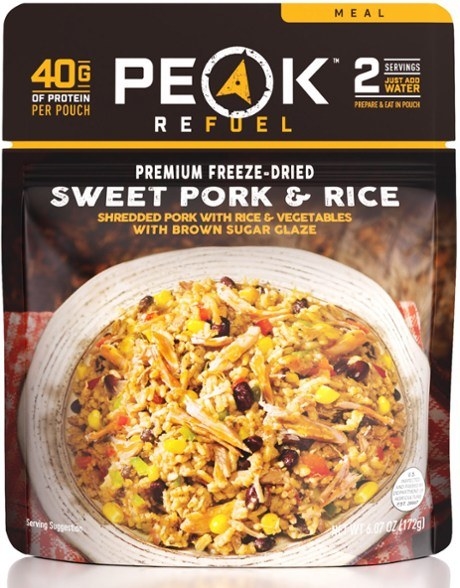 peak 2 refuel brand sweet prk and rice pack