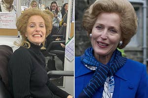 Gillian Anderson behind the scenes of The Crown