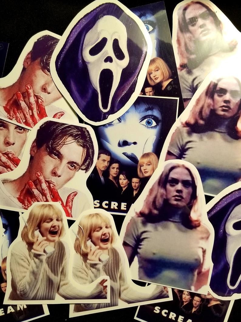 Stickers featuring different characters from scenes in Scream