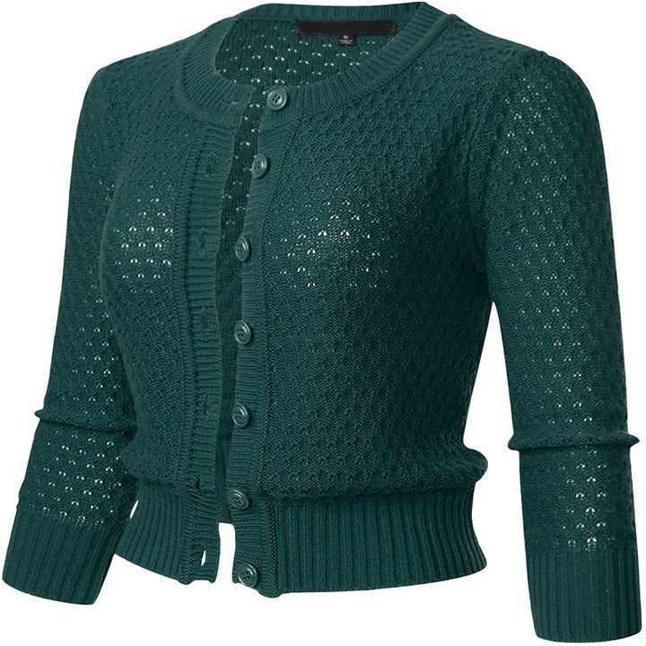 The cardigan in dark teal
