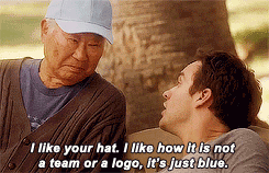Nick telling Tran, &quot;I like your hat. I like how it&#x27;s not a team or a logo, it&#x27;s just blue&quot;