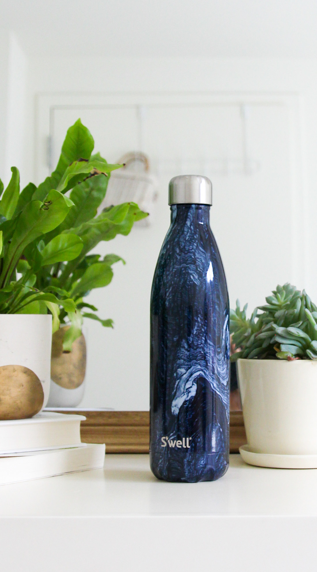 a marbled water bottle