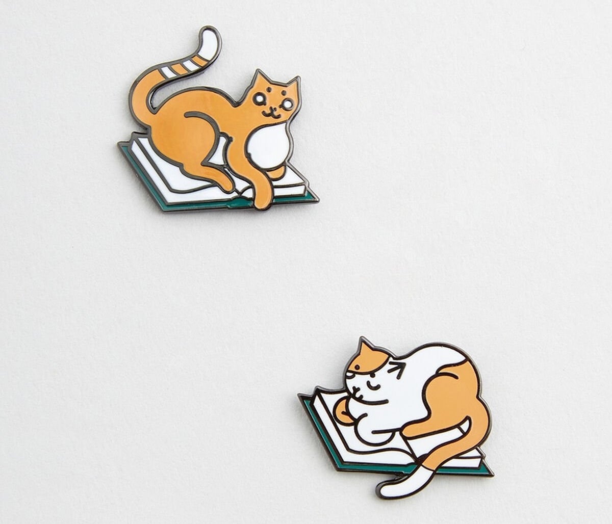 cats on top of books pins