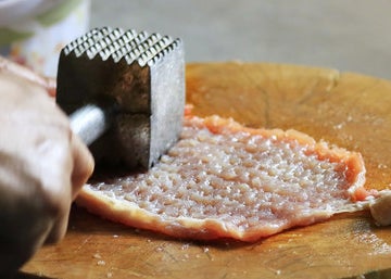 tenderized with hammer