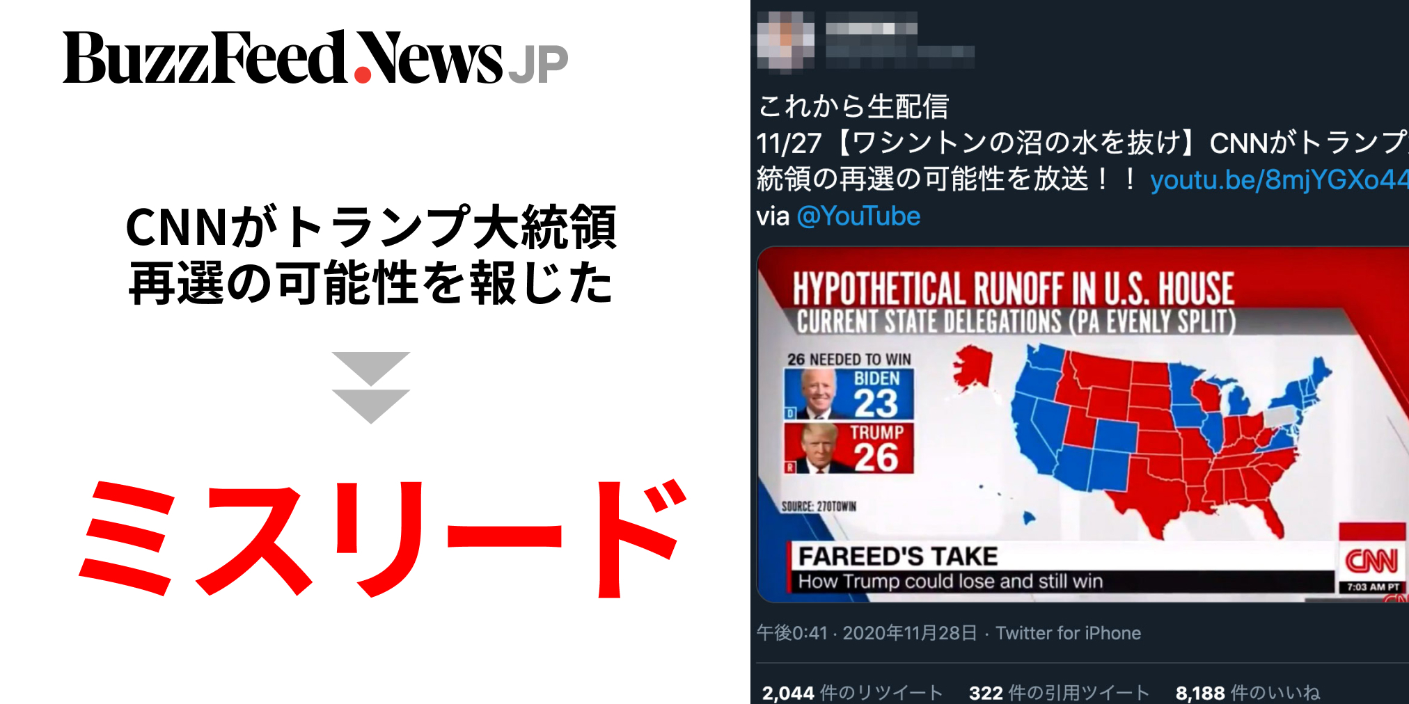 CNNがトランプ大統領再選の可能性を報じた」はミスリード。“パニック