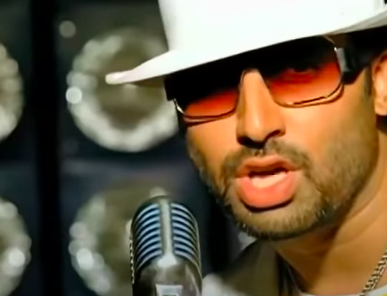 Abhishek bachchan sings in  still from the movie bluffmaster