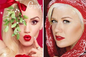Gwen Stefani's cover is on the left with Kelly Clarkson's album cover on the right