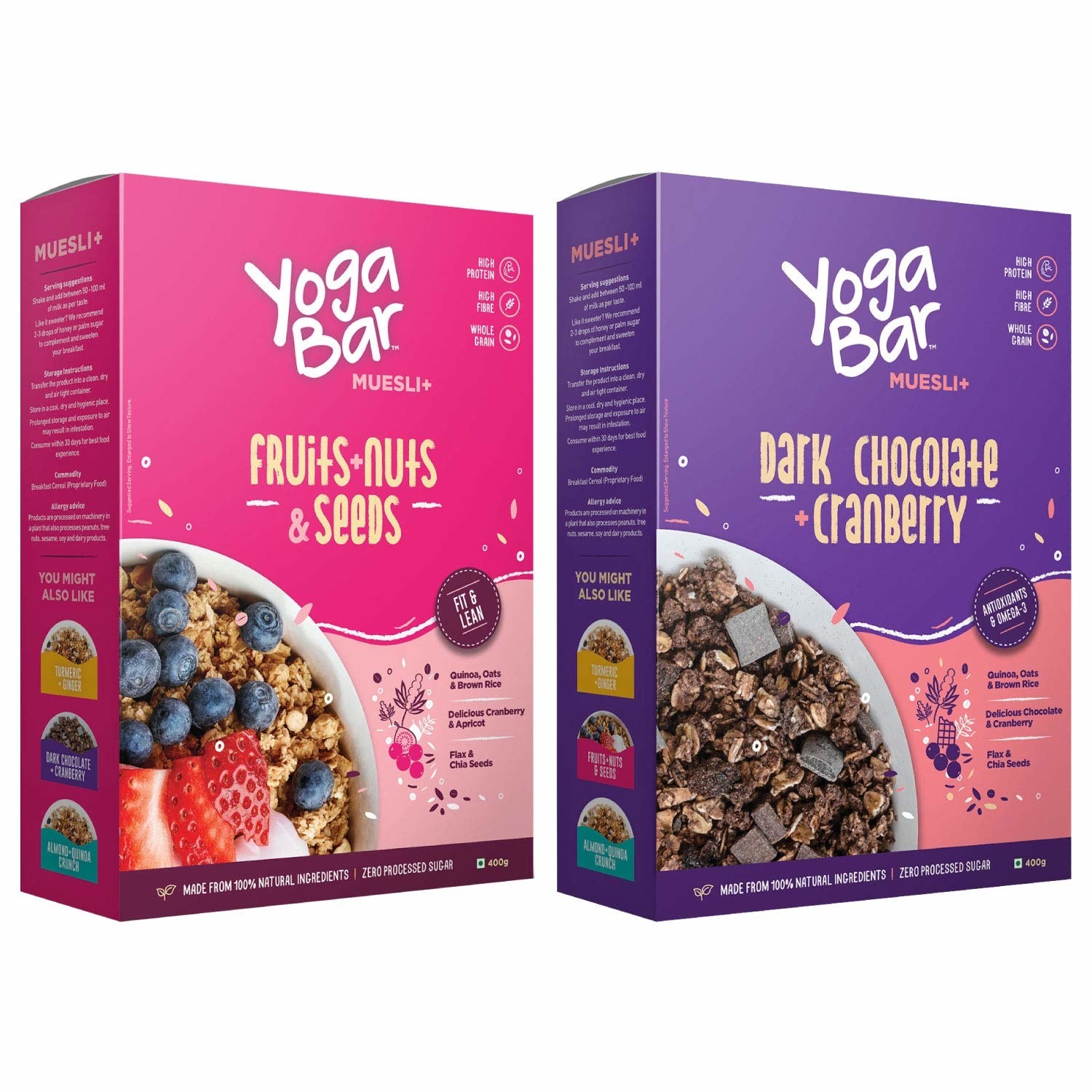 Packaging of the two muesli flavours