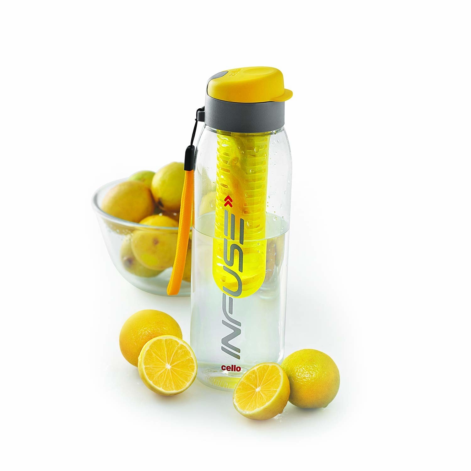 A yellow infuser bottle 