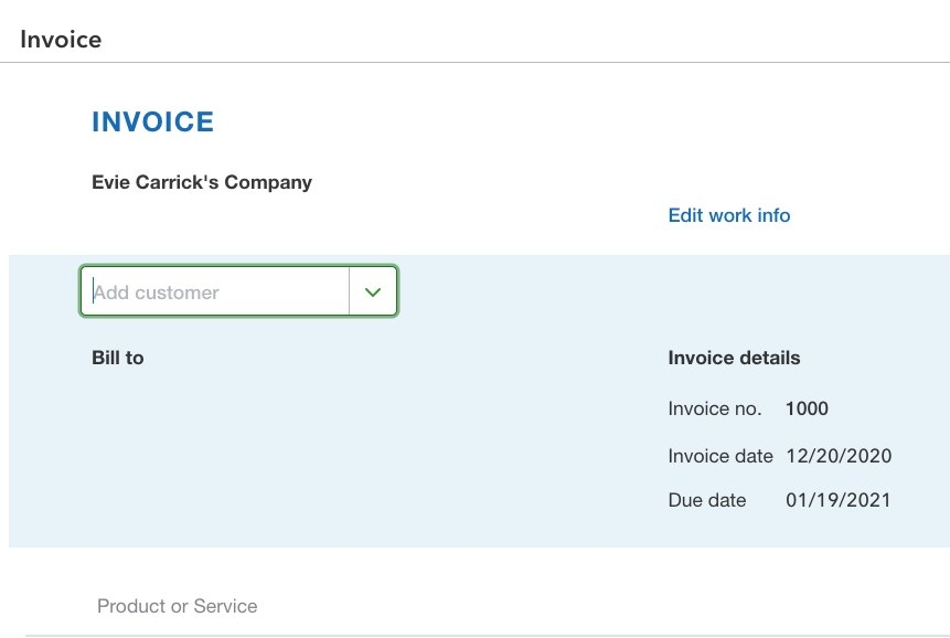 An automatic invoice template