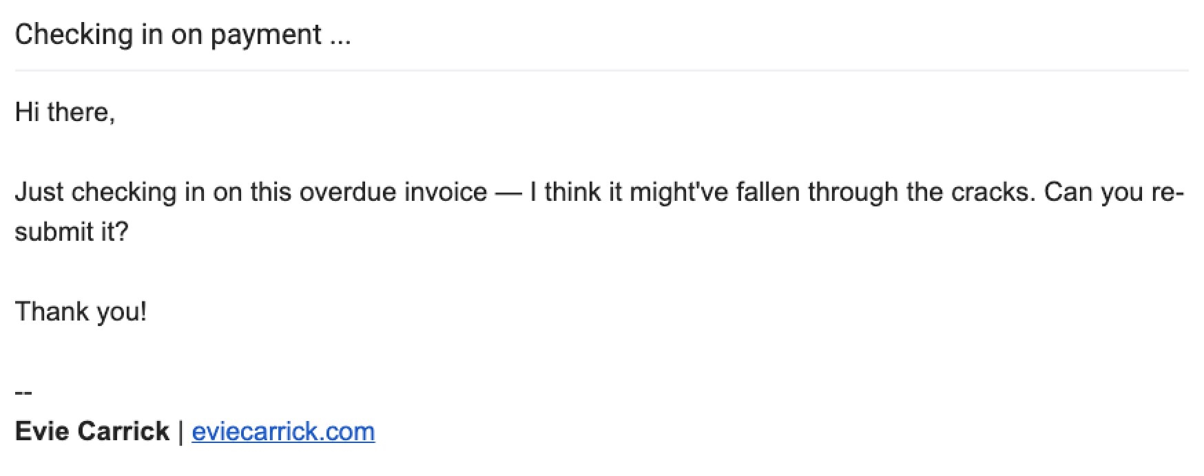 Sample email for an unpaid invoice