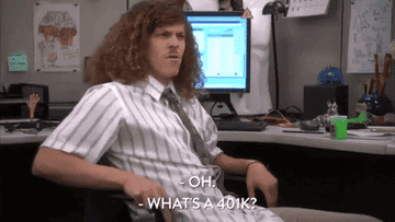 Office worker leans forward in his chair