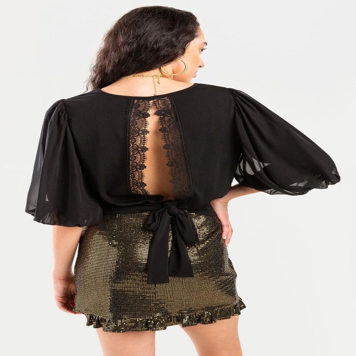 black top with lacy split back 