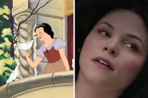 Snow White in the Disney film and Ginnifer Goodwin as Snow in Once Upon a Time