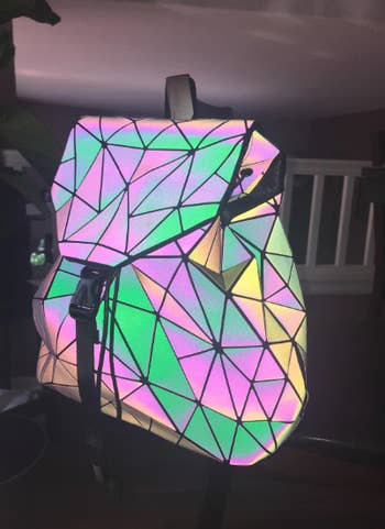 the same backpack now lit up different colors