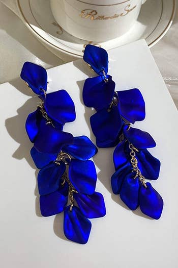 The earrings in blue
