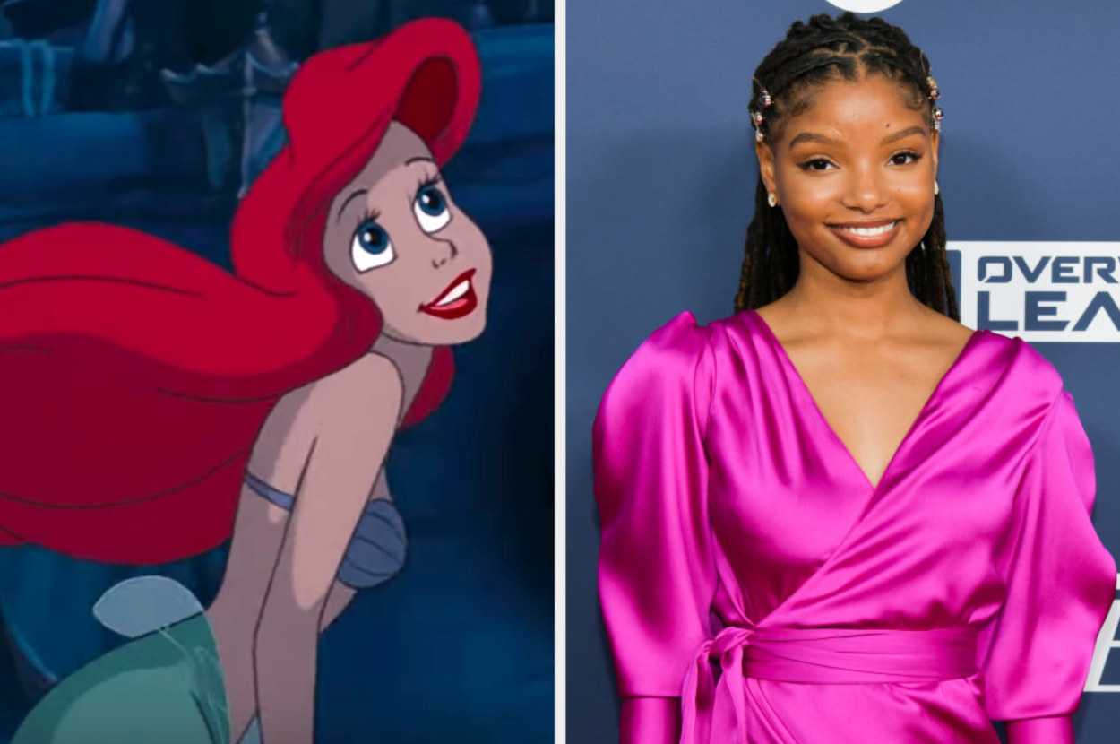 A still of Ariel from &quot;The Little Mermaid&quot; and a photo of Halle Bailey