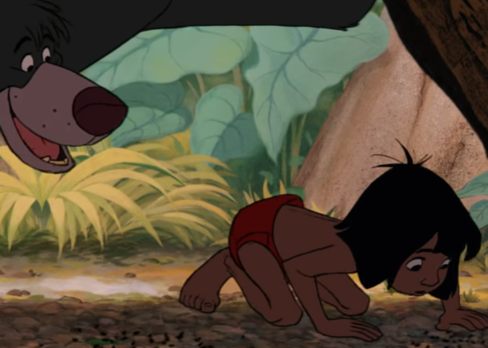 Bruce Reitherman as Mowgli and Phil Harris as Baloo in the movie "The Jungle Book."