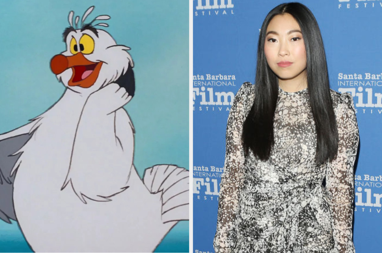 A still of Scuttle from &quot;The Little Mermaid&quot; and a photo of Awkwafina