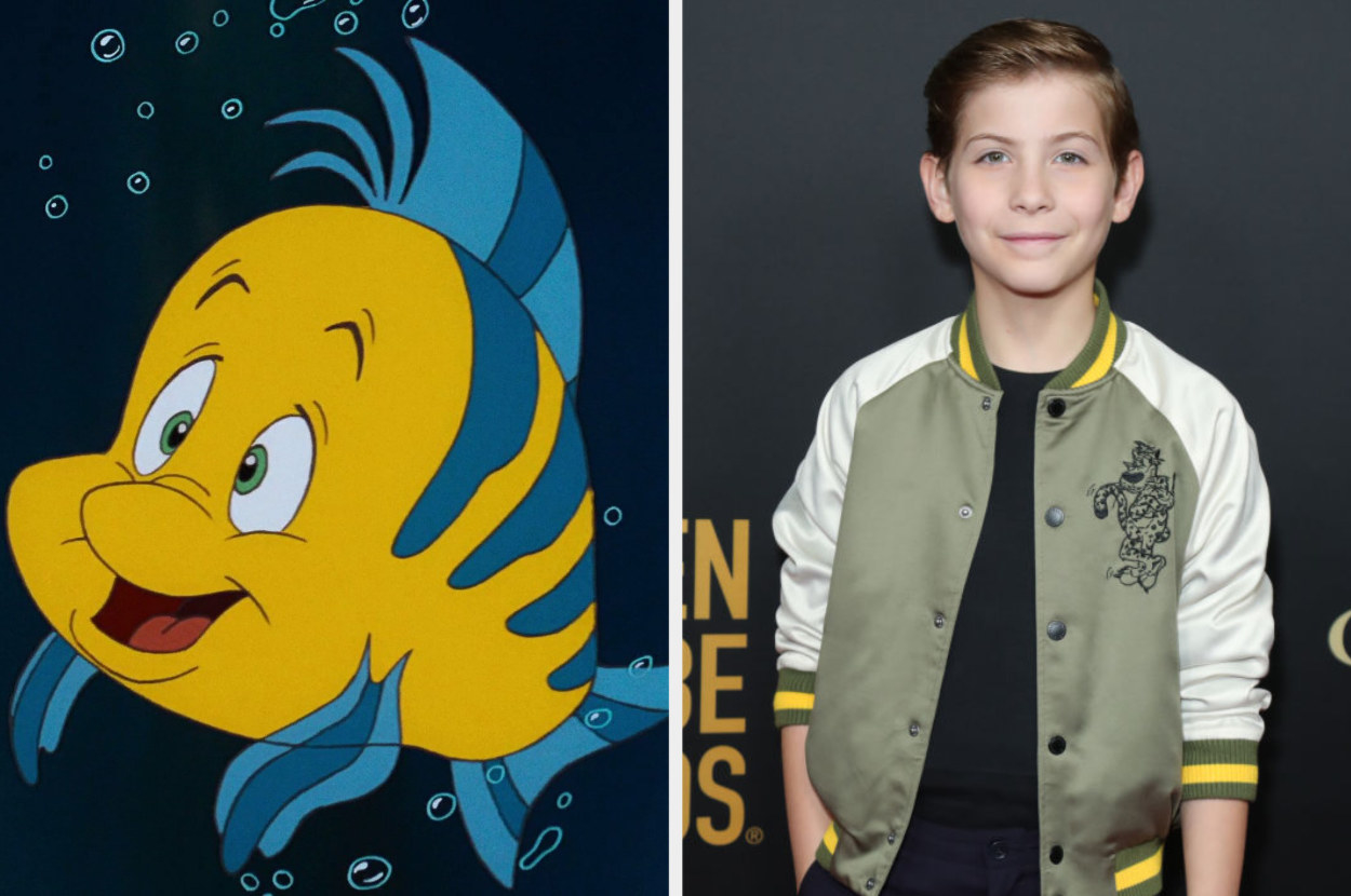 A still of Flounder from &quot;The Little Mermaid&quot; and a photo of Jacob Tremblay