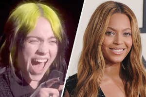Side by side photos of Billie Eilish and Beyoncé