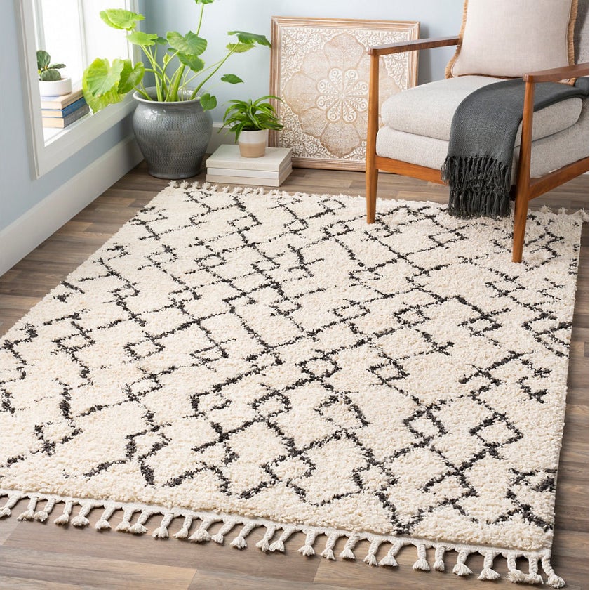 Cream and grey tufted rug