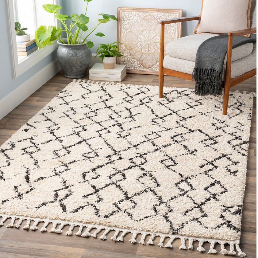 Cream and grey tufted rug