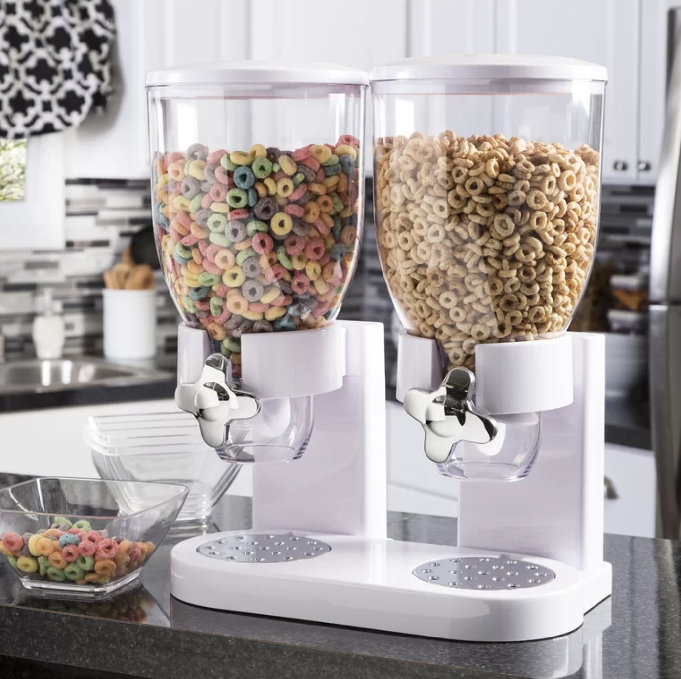 the cereal dispenser filled with cereal