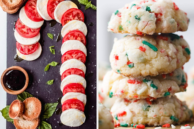 Caprese holiday board and Christmas cookies