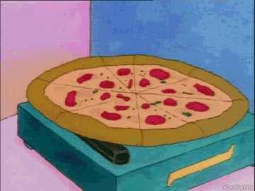 Skeeter from &quot;Doug&quot; DJ&#x27;ing and eating a slice of pizza at the same time