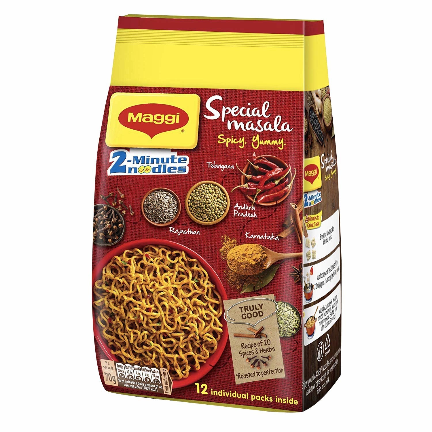 A red packet of special masala maggie with regional spices for an extra kick.